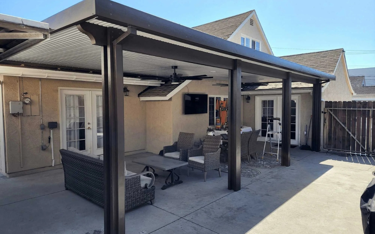 Fire-safe aluminum patio covers California protecting Orange County home from wildfire embers