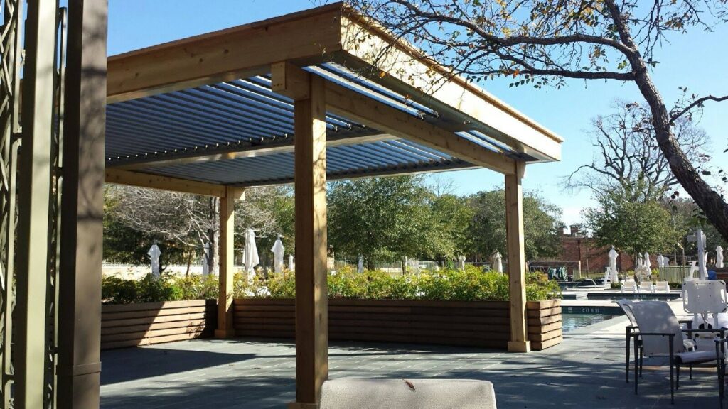 Equinox Louvered Patio Cover with adjustable louvers, providing sun, shade, and ventilation for a modern Orange County frontyard