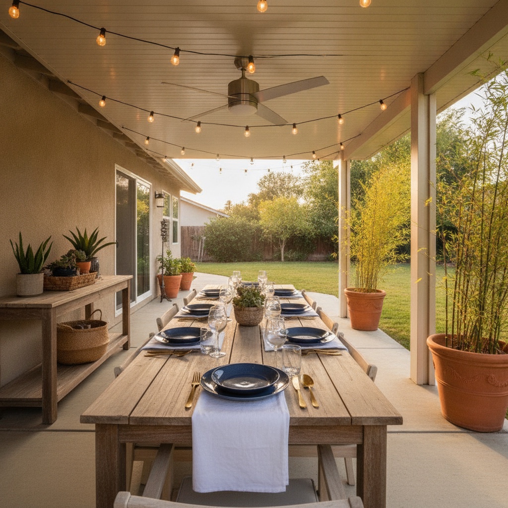 The Grandkids Patio: Shade, a Fan, and a Dinner Table featured image
